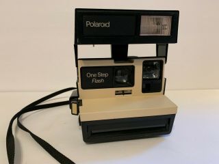 Vintage Rare Beige Polaroid 600 One Step Flash Instant Film Camera