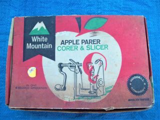 Vintage White Mountain Apple Peeler Parer Corer & Slicer w/ Box & Instructions 3