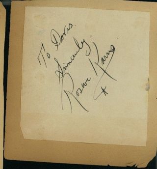 Roscoe Karns Vintage Signed Page From Autograph Book