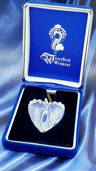 Vintage Waterford Crystal Ireland Heart Necklace Pendant Collectible