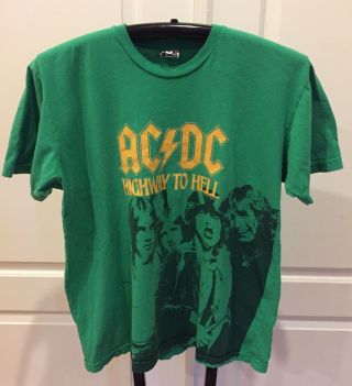 Vintage Ac/dc T Shirt,  Large,  Chaser,  Highway To Hell,  Green,  Cotton,  Heavy Metal