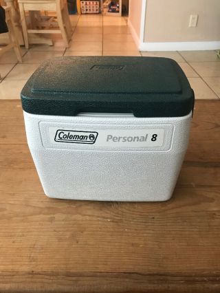 Vintage 1994 Coleman Personal 8 Cooler Ice Chest Green & White 5272