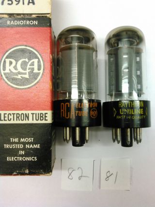 Vintage Matched Pair (2) Rca Raytheon 7591a Vacuum Tubes Nos Made In Usa 1960 