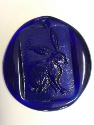 Pressed Glass Suncatchers Vintage Variety Cobalt Blue Bunny Rabbit Museum Art