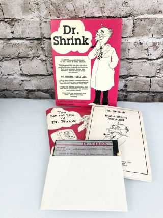 Dr.  Shrink Personality Software For Ibm Pc Or Compatibles 5 1/4 Floppy 1987