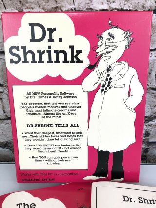 Dr.  Shrink Personality software for IBM PC or compatibles 5 1/4 floppy 1987 2