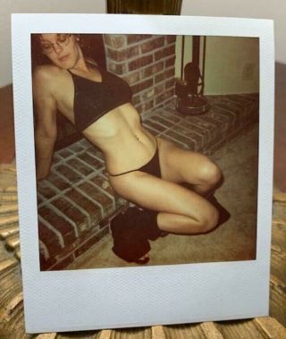 Vintage Polaroid Snapshot Photo Candid Sexy Young Woman Risque Pin Up