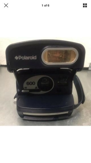 Vintage Polaroid 600 Flash Instant Film Camera Auto Blue W/ Handle
