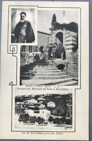 Lebanon Vintage Postcard Mont Liban Bishop Maronite Sidon & Beit Eddin 1920s