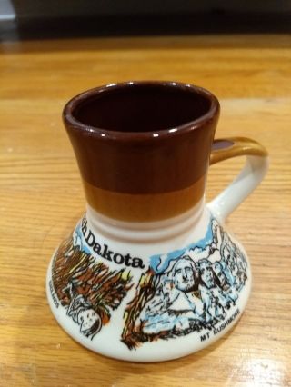 Vintage South Dakota Wide Bottom Coffee Mug No Spill Travel Mt Rushmore Badlands