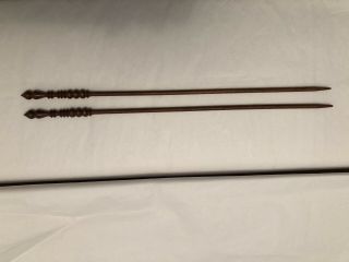 Vintage Brittany Walnut Knitting Needles 1 Pair Size 7 Spindle Design