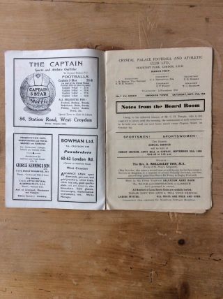 Crystal Palace V Swindon Town vintage football programme 17th Sept 1938 4