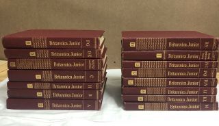 Vintage Encyclopedia Britannica Junior Complete 15 Volume Set 1957 Red Maroon