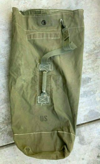 Vintage 1953 Korean War U.  S.  Army Named Military Green Duffel Duffle Bag 1950 