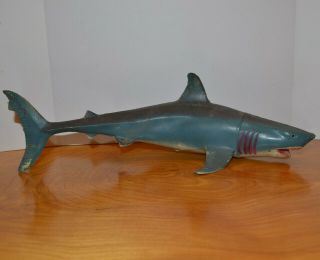 Vintage Rubber Great White Shark Squeak Toy 14 " Long Jaws