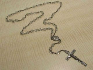 Vintage Sterling Silver Religious Clear Faceted Rosary Prayer Beads 22 "