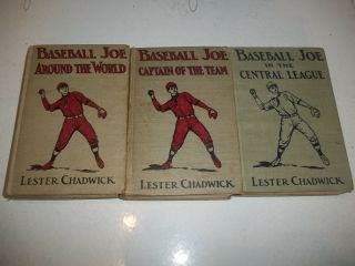 3 Antique Books 1914 - 1924 " Baseball Joe " By Lester Chadwick Sa3008