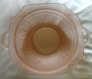 Vintage Large Pink Depression Glass Bowl With Handles