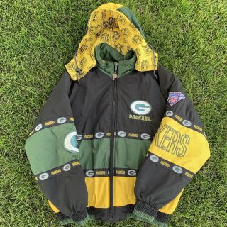 Vintage Pro Line Starter Nfl Green Bay Packers Full - Zip Hooded Jacket Size Xl
