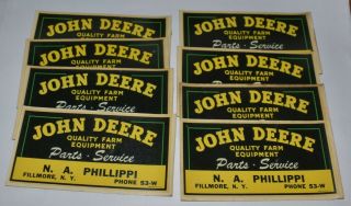 Vintage John Deere 8 Dealer Kwik - Way Water Transfer Dealer Decals Fillmore,  Ny