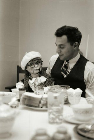 Vintage Ventriloquist Negative 1950s Breakfast With A Dummy