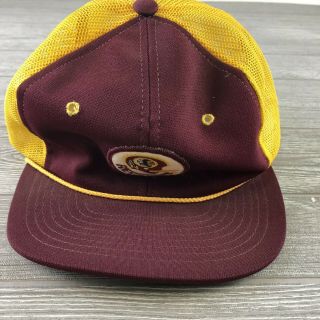 Vintage Washington Redskins Logo Snapback Hat Cap Nfl Size Large Mesh Gold Red
