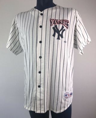Vintage Majestic York Yankees Baseball Jersey Shirt Mens Size Xl Pinstripe