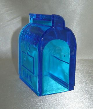 Vintage WESTMORELAND Blue Glass U.  S.  LETTERS Mailbox Postal Collectible Figurine 2