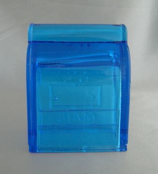 Vintage WESTMORELAND Blue Glass U.  S.  LETTERS Mailbox Postal Collectible Figurine 4