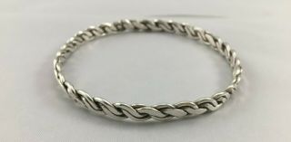 Vintage Mexico Taxco 925 Sterling Silver Twisted Braid 6mm Bangle Bracelet 4
