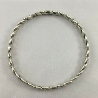 Vintage Mexico Taxco 925 Sterling Silver Twisted Braid 6mm Bangle Bracelet 5