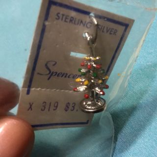 Vintage Sterling Silver 3d Figural Christmas Tree Charm Pendant Nos