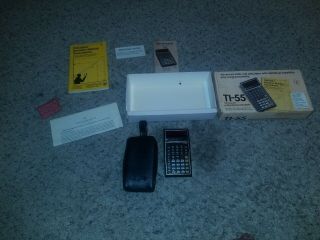 Vintage Texas Instruments Ti - 55 Calculator W/ Box Case Instructions