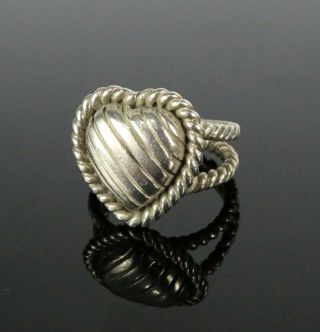 Vintage.  925 Sterling Silver Signed Se Rope Open Band Heart Size 5.  5 Ring 5.  9g
