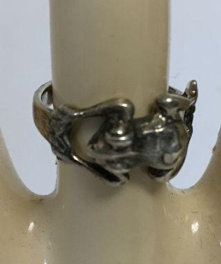 Vintage Sterling Silver 925 Frog Ring Size 7
