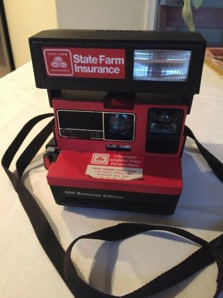 Vintage Polaroid 600 Business Edition Red State Farm Insurance Camera