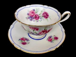 Vintage Shelley England Carnation Gainsborough Floral Porcelain Cup & Saucer B11