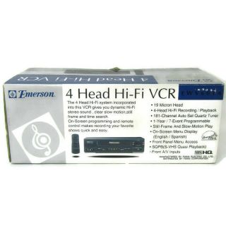 Emerson Ewv601b Vcr Vhs Player 4 Head Hi - Fi Stereo Video Cassette Recorder