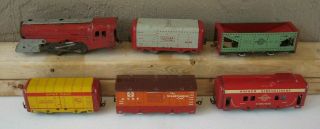 Vintage Hafner Train Engine Red Gray 1010 Runs Well & Freight Cars E41
