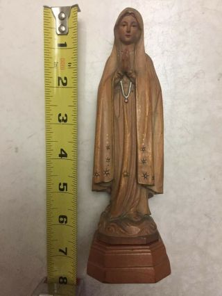 Vintage Anri Carved Wood Madonna Religious Figurine 6 3/4 "