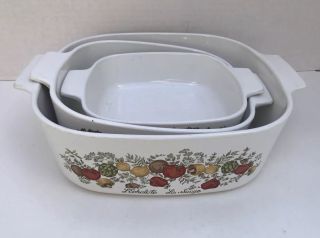 3 VTG Corning Ware Spice of Life Casserole Dishes w Lids 6 Piece Set 4