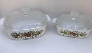 3 VTG Corning Ware Spice of Life Casserole Dishes w Lids 6 Piece Set 6