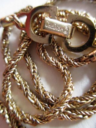 Vintage Christain Dior Gold Plated Costume Jewellery Necklace Signed 80s Grosse