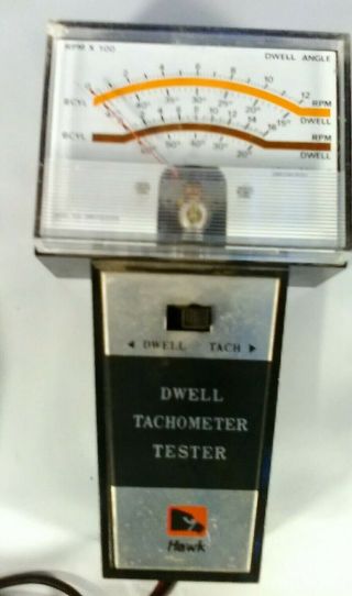 Vintage Dwell Tachometer Tester,  By Hawk,  Made In Taiwan,  4,  6,  8 Cycle
