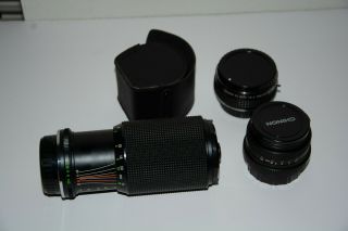 Vintage Camera Chinon/chinar Lens Set W/ Rokinon 2x Tele Converter