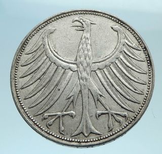 1958 G Germany Large 5 Mark Silver Vintage Eagle German Coin I77683