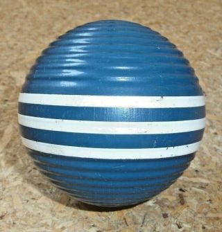 1 Vintage Blue Croquet Ball Wooden Triple Striped Ribbed - 3 " Forster