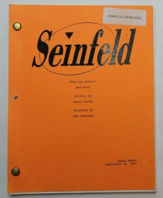 Seinfeld / Carol Leifer,  1993 Script " The Lip Reader " Kramer Claims To Read Lips
