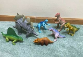 7 Vintage Playskool Definitely Dinosaurs Figures All Different Vguc Stegosaurus