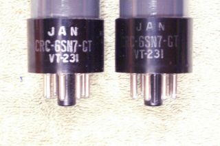 Two,  RCA,  VT - 231,  6SN7GT,  wartime,  smoked glass,  matching pair 9,  6SN7GT 2